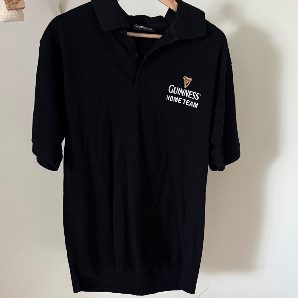Guinness Black Polo with White and Gold Logo